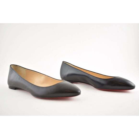 Christian Louboutin Eloise Black Nappa Shiny Leather Ballerina Ballet Flat 35 - Picture 4 of 12